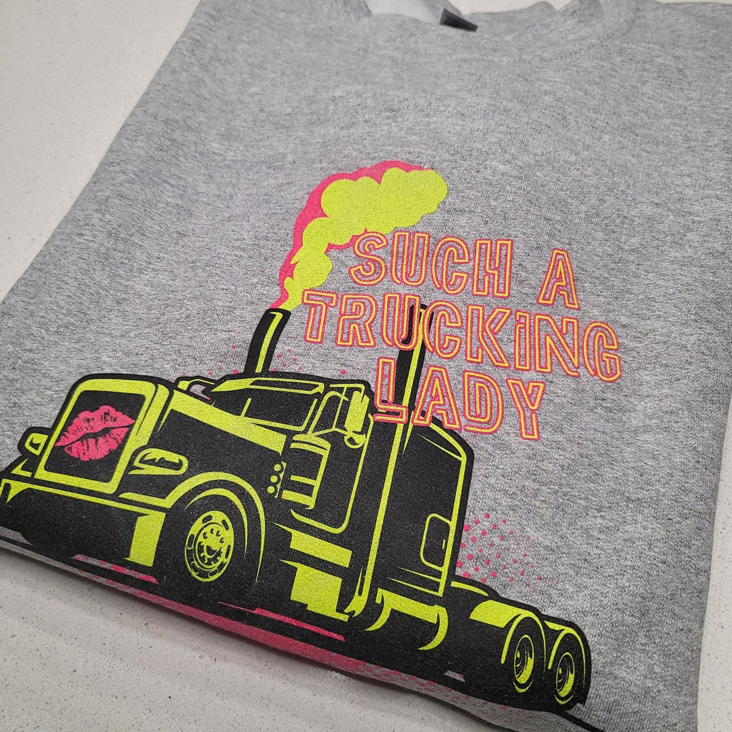 "NEON SMOKE" Such A Trucking Lady Crewneck