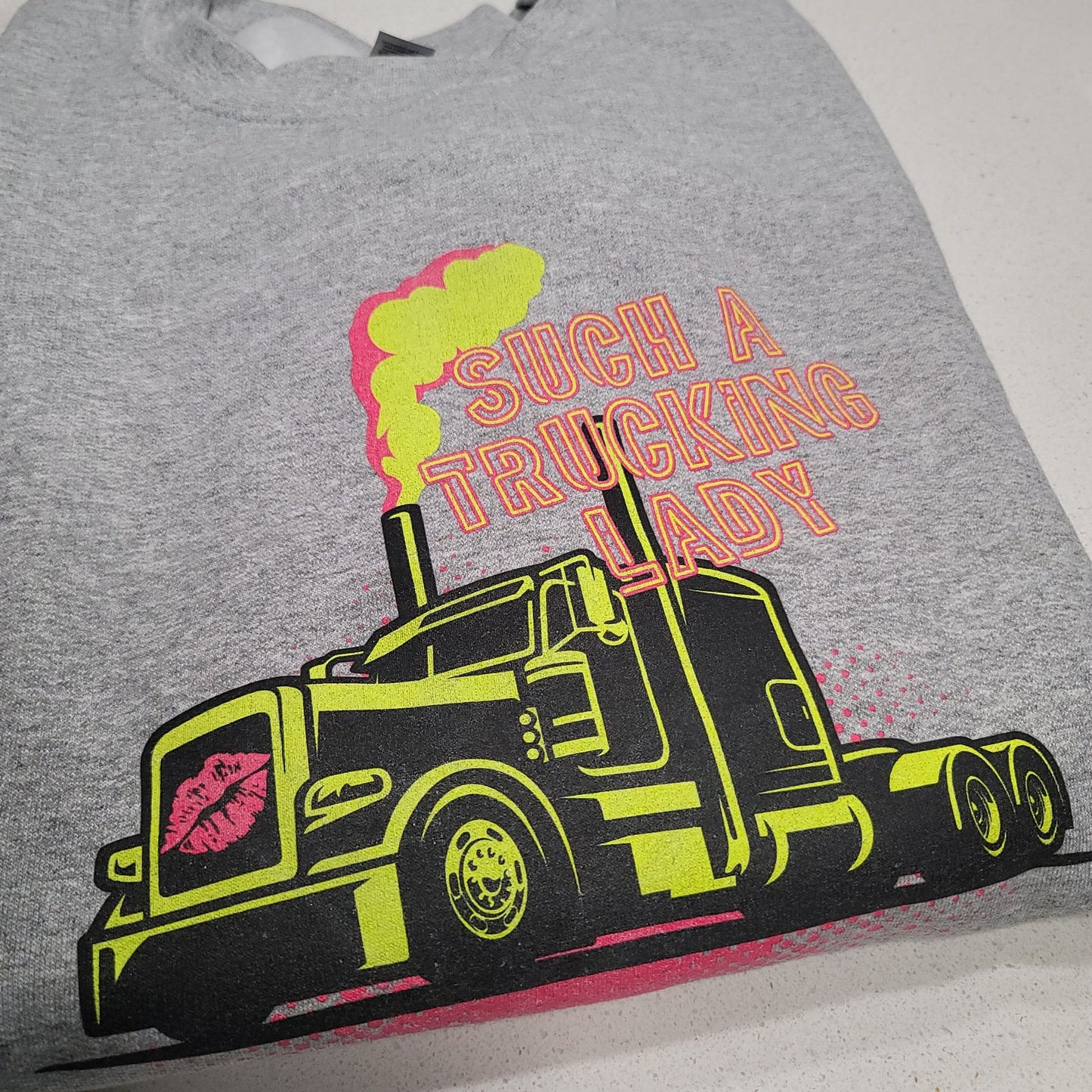 "NEON SMOKE" Such A Trucking Lady Crewneck